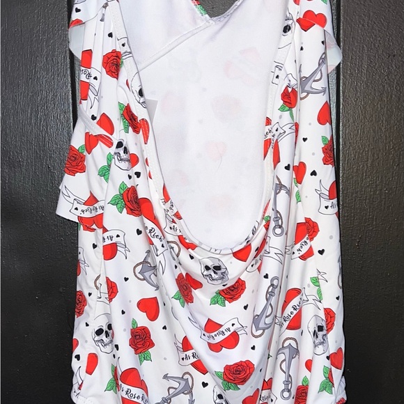 As Rose Rich Girls Swimsuit Ruffle One Piece Bathing Suit-skulls n roses - Picture 2 of 4